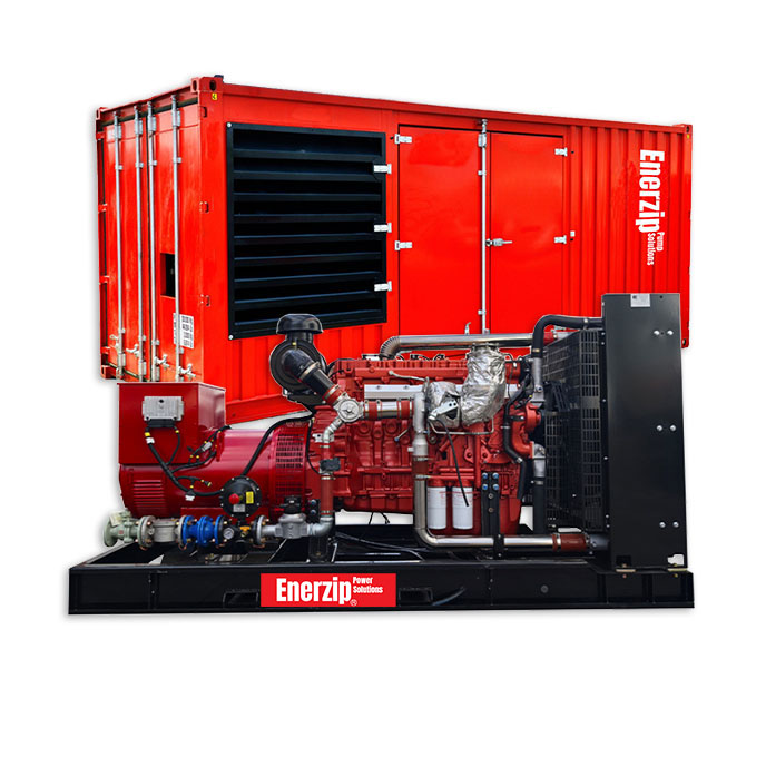 Enerzip D Series - Natural Gas Generator Sets container type genset generator in ISO container power house with ventilation, exhaust system, and switchgear-ready integration for industrial standby power