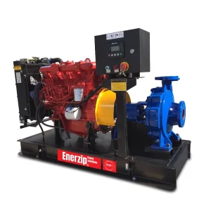 Enerzip® EZ-MF: High-Capacity Diesel Mixed Flow Pumps skid-mounted diesel-driven mixed flow pump for high-volume flood control and irrigation drainage