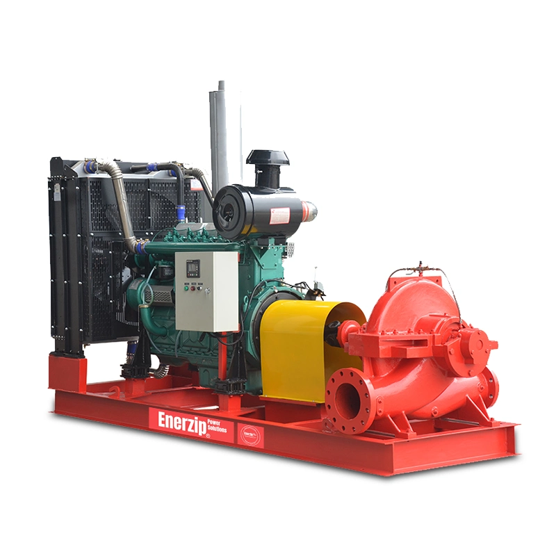 Enerzip® EZ-SC: Professional Diesel Horizontal Split Case Pumps diesel-driven split case pump package for high-flow municipal drainage, flood control, and industrial water transfer