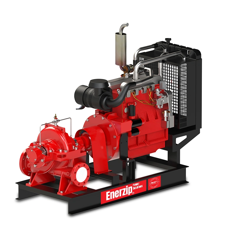 Enerzip® EZ-DS Series – Diesel Engine Double Suction Pumps skid-mounted split-case double suction pump for high-flow flood control and municipal water transfer